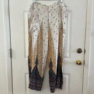 Gypsy Rose Wide-Leg Light weight Cotton Bohemian Hippie Peacock Pants